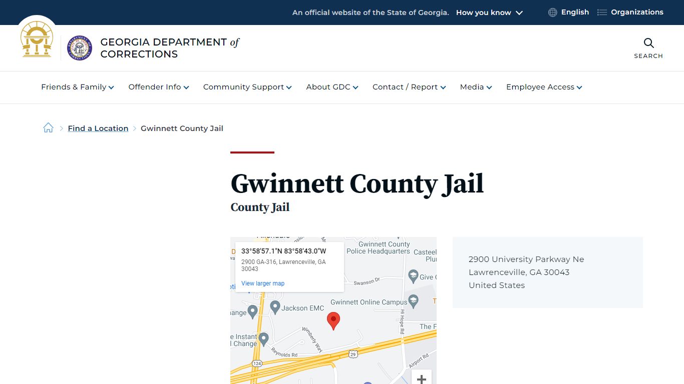Gwinnett County Jail | Georgia Department of Corrections