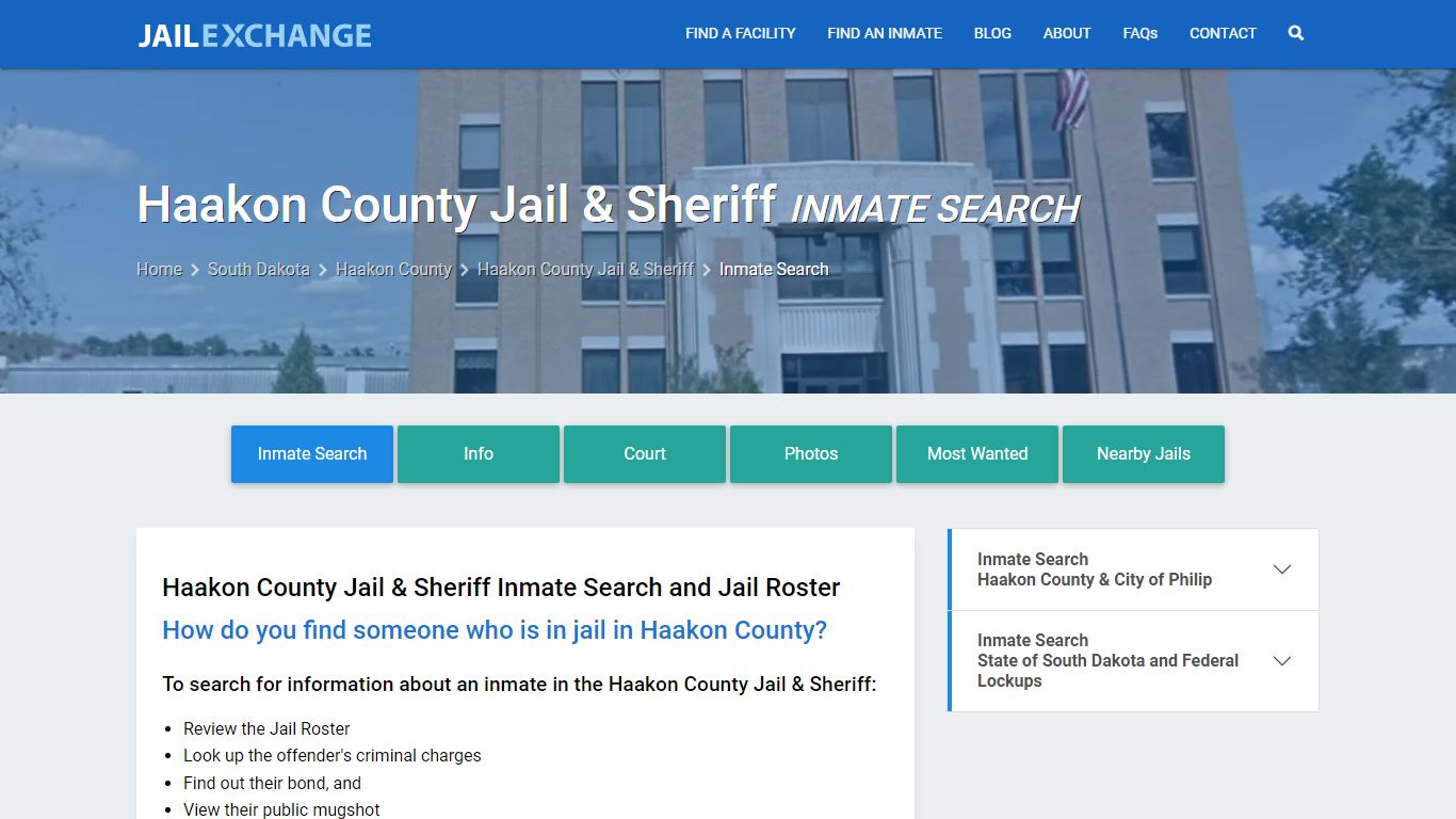 Haakon County Jail & Sheriff Inmate Search - Jail Exchange