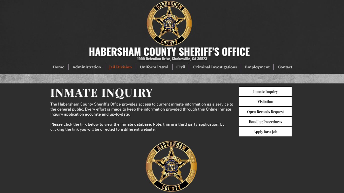 Inmate Inquiry | Habersham Sheriff