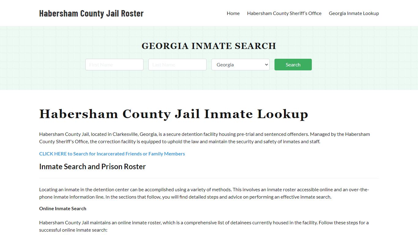 Habersham County Jail Roster Lookup, GA, Inmate Search