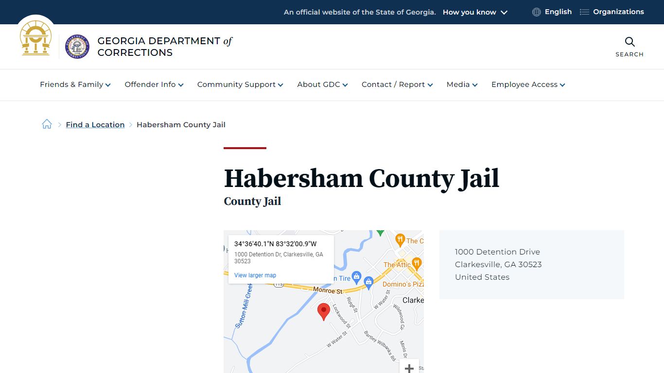 Habersham County Jail | Georgia Department of Corrections