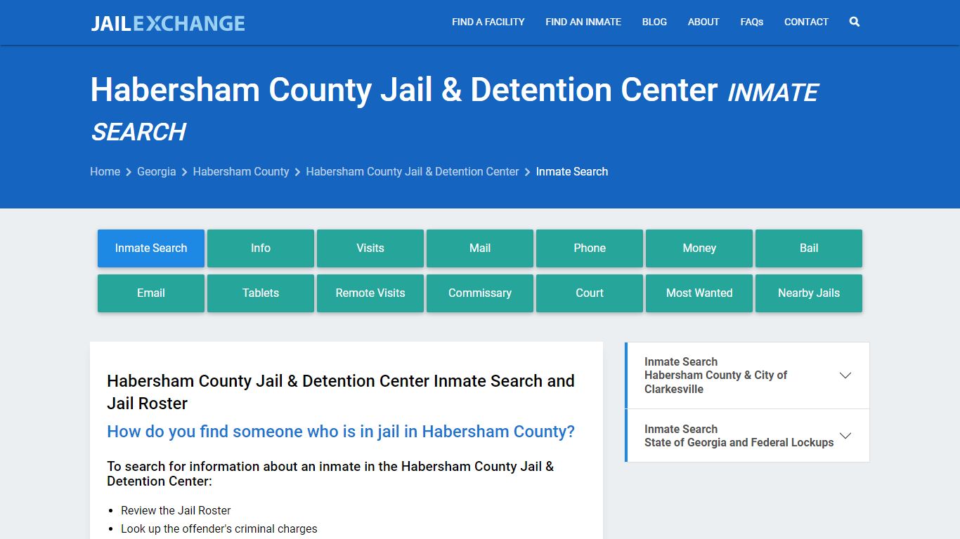 Habersham County Jail & Detention Center Inmate Search
