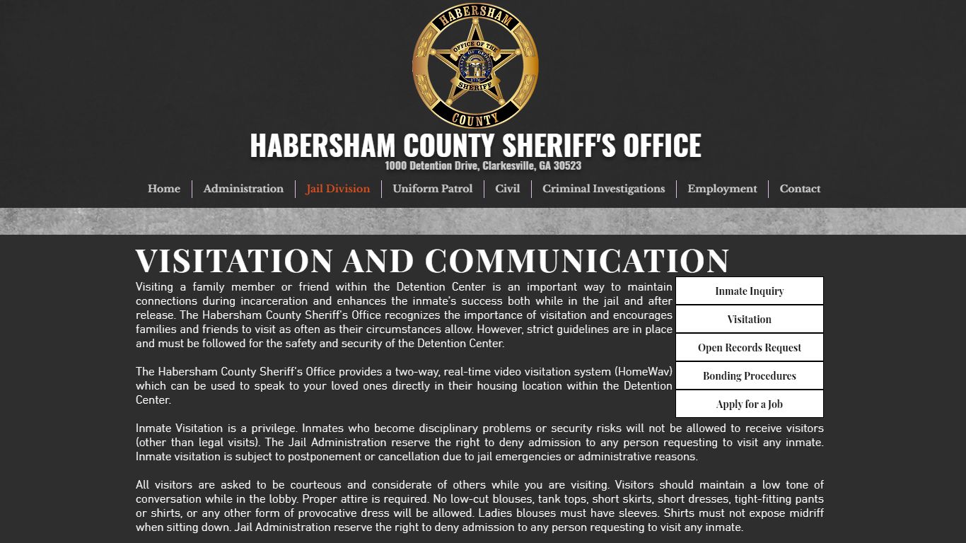 Visitation | Habersham Sheriff