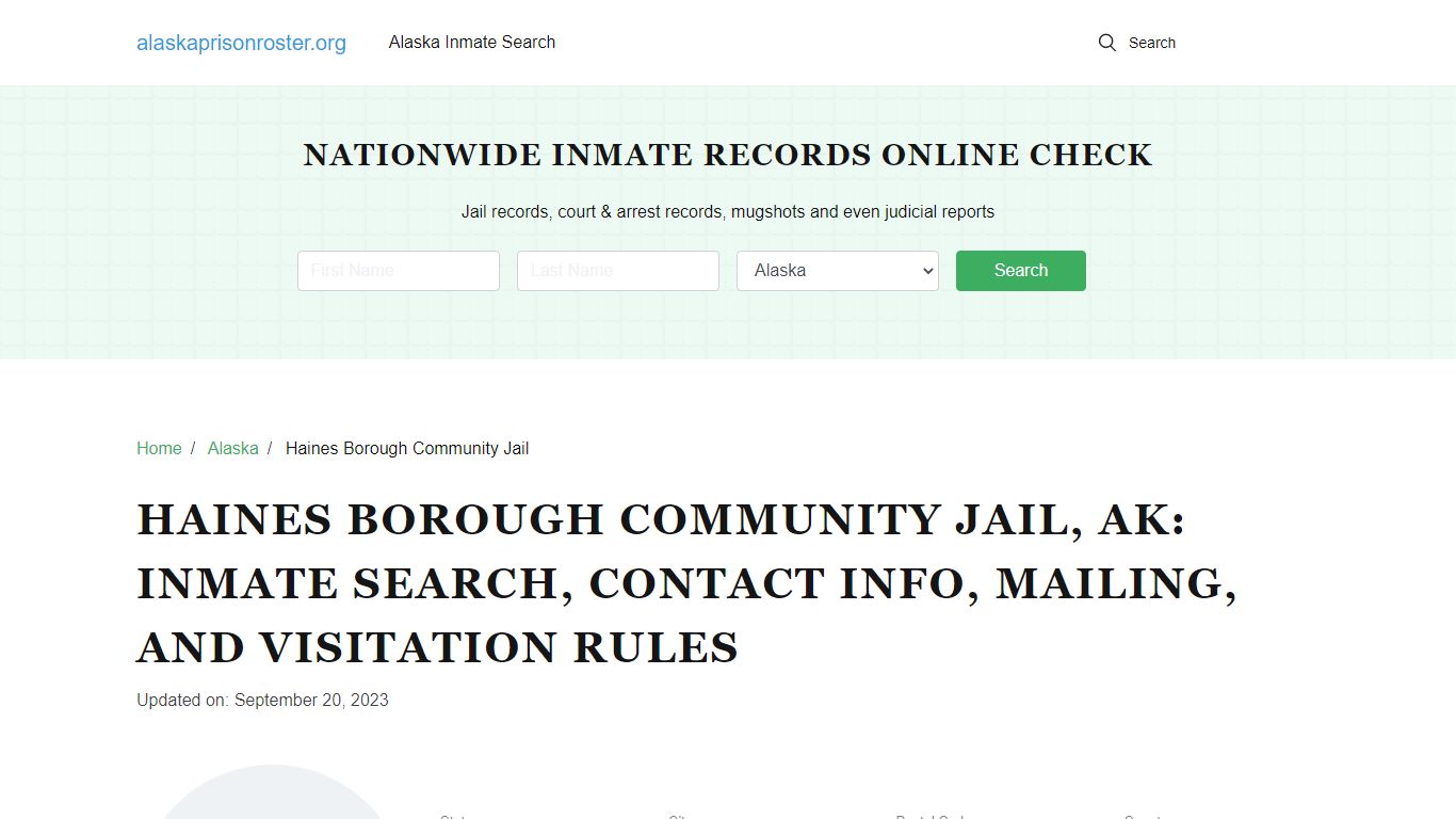 Haines Borough Community Jail, AK Inmate Search, Mailing and Visitation ...