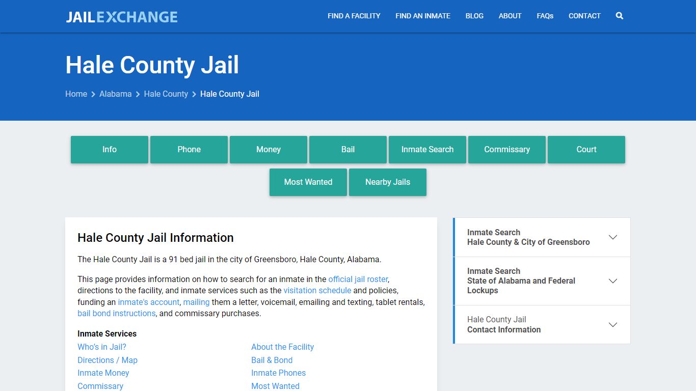 Hale County Jail, AL Inmate Search, Information