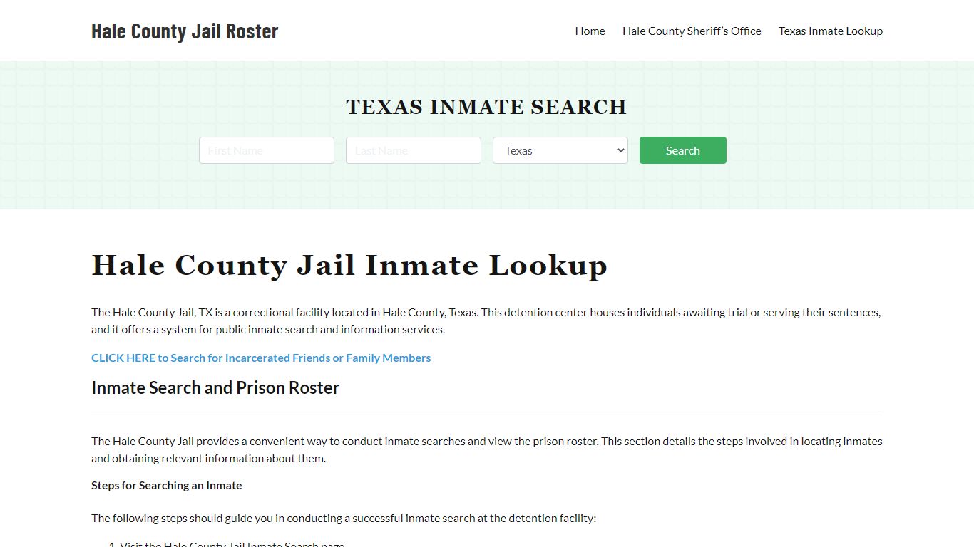 Hale County Jail Roster Lookup, TX, Inmate Search