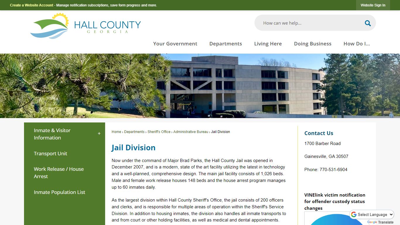 Jail Division | Hall County, GA - Official Website
