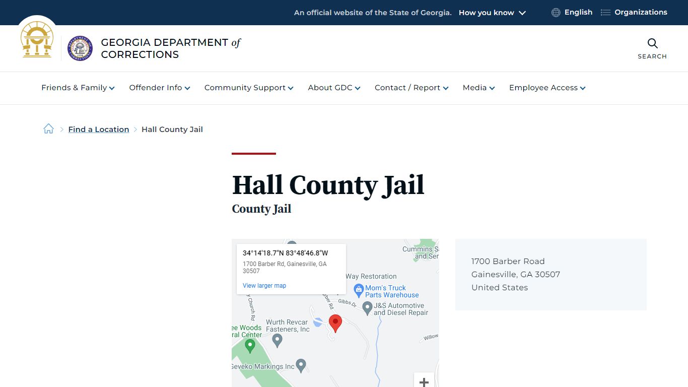 Hall County Jail | Georgia Department of Corrections
