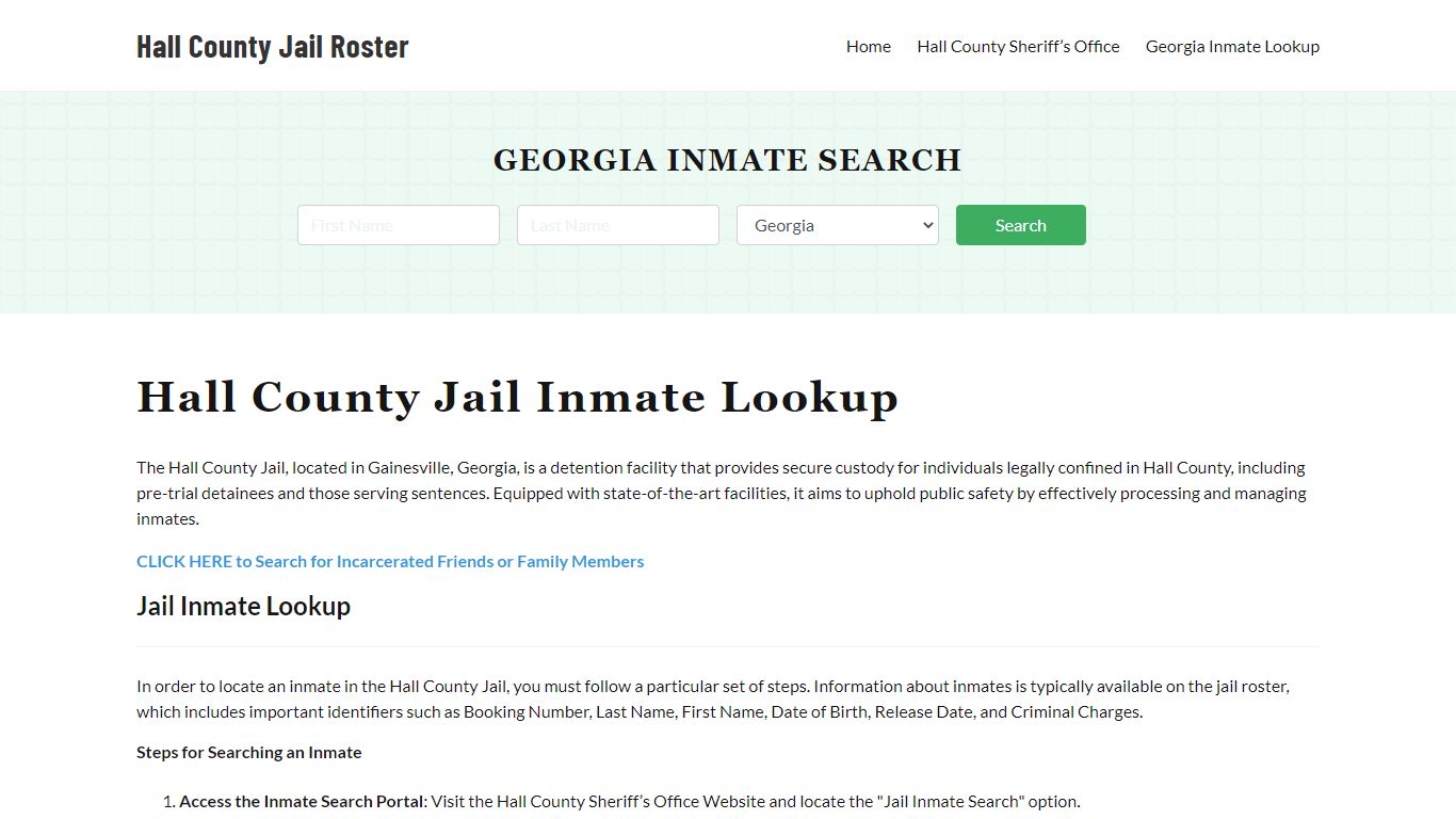 Hall County Jail Roster Lookup, GA, Inmate Search