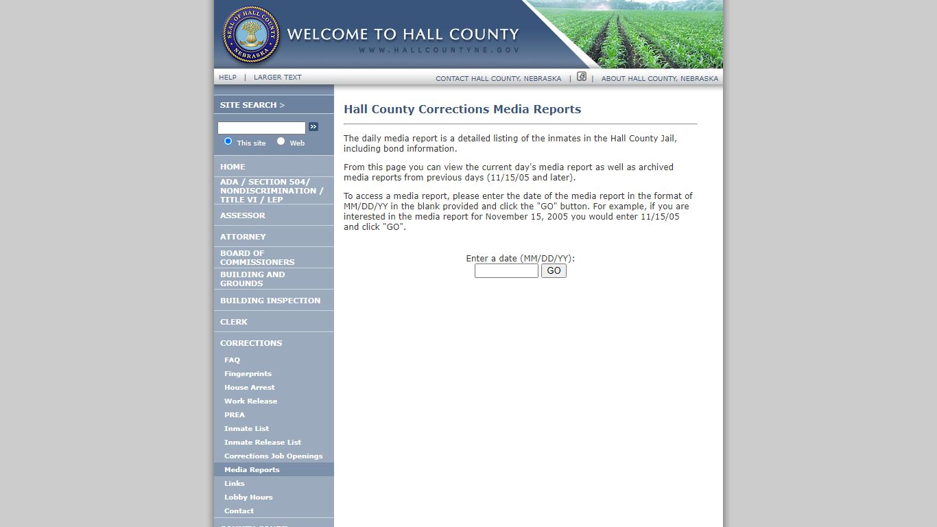 Hall County Corrections Media Reports - Hall County, Nebraska