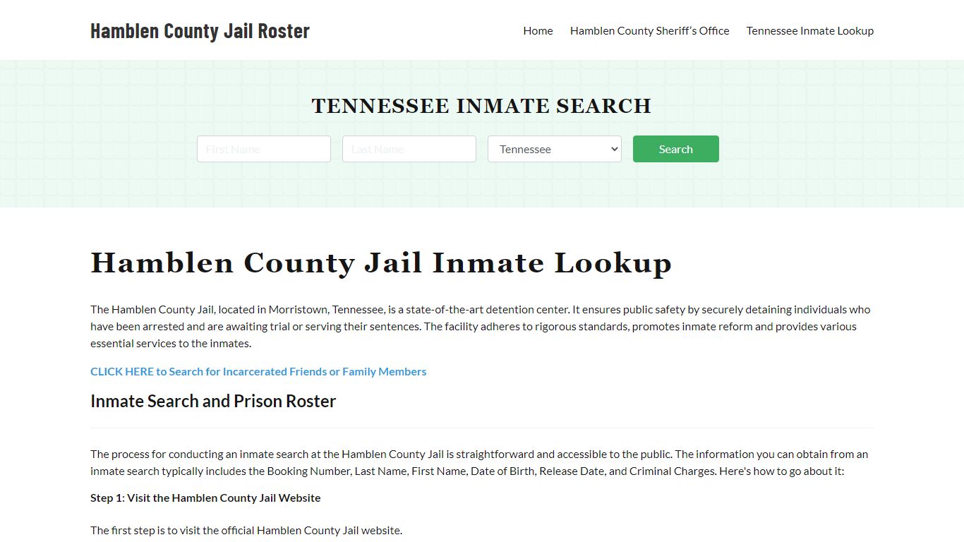 Hamblen County Jail Roster Lookup, TN, Inmate Search