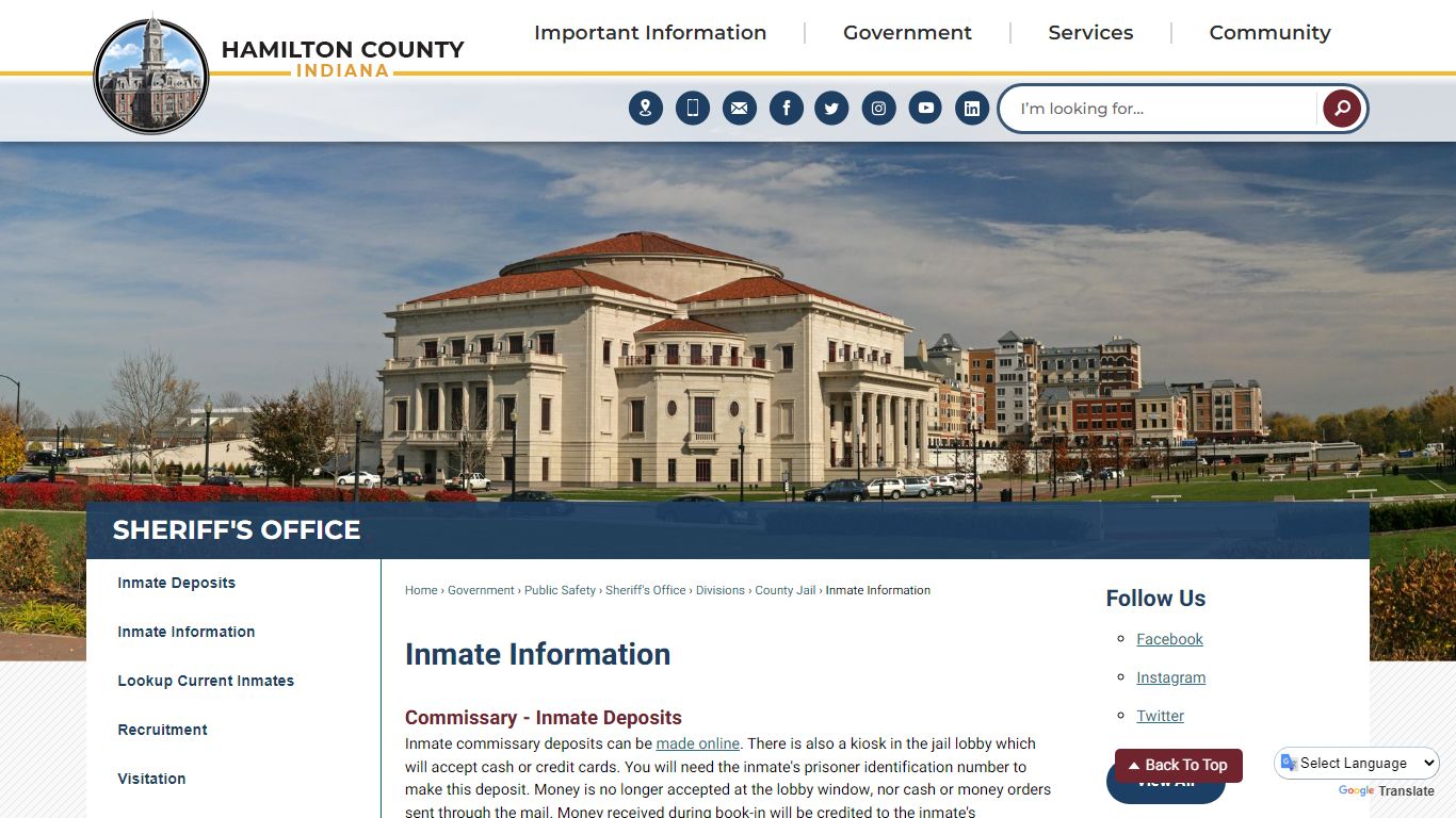 Inmate Information | Hamilton County, IN