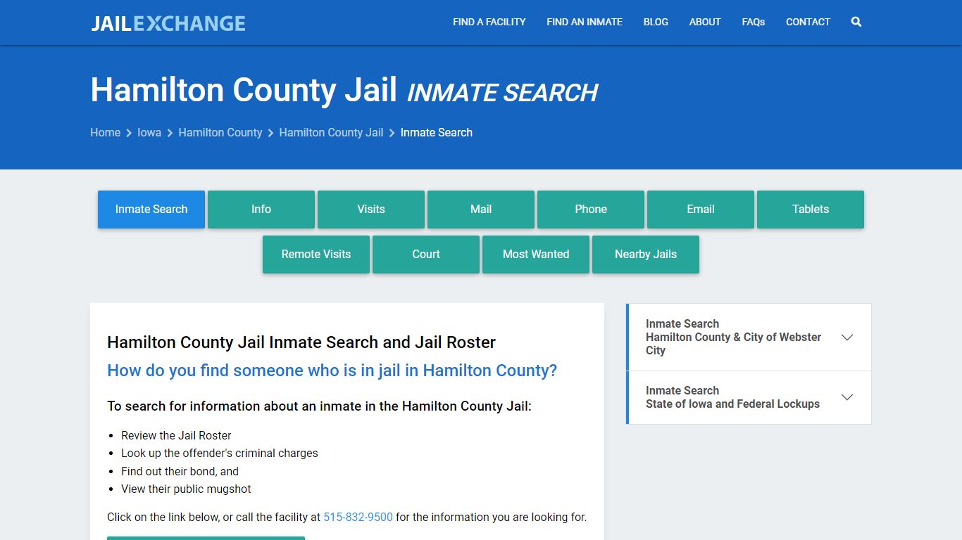 Inmate Search: Roster & Mugshots - Hamilton County Jail, IA