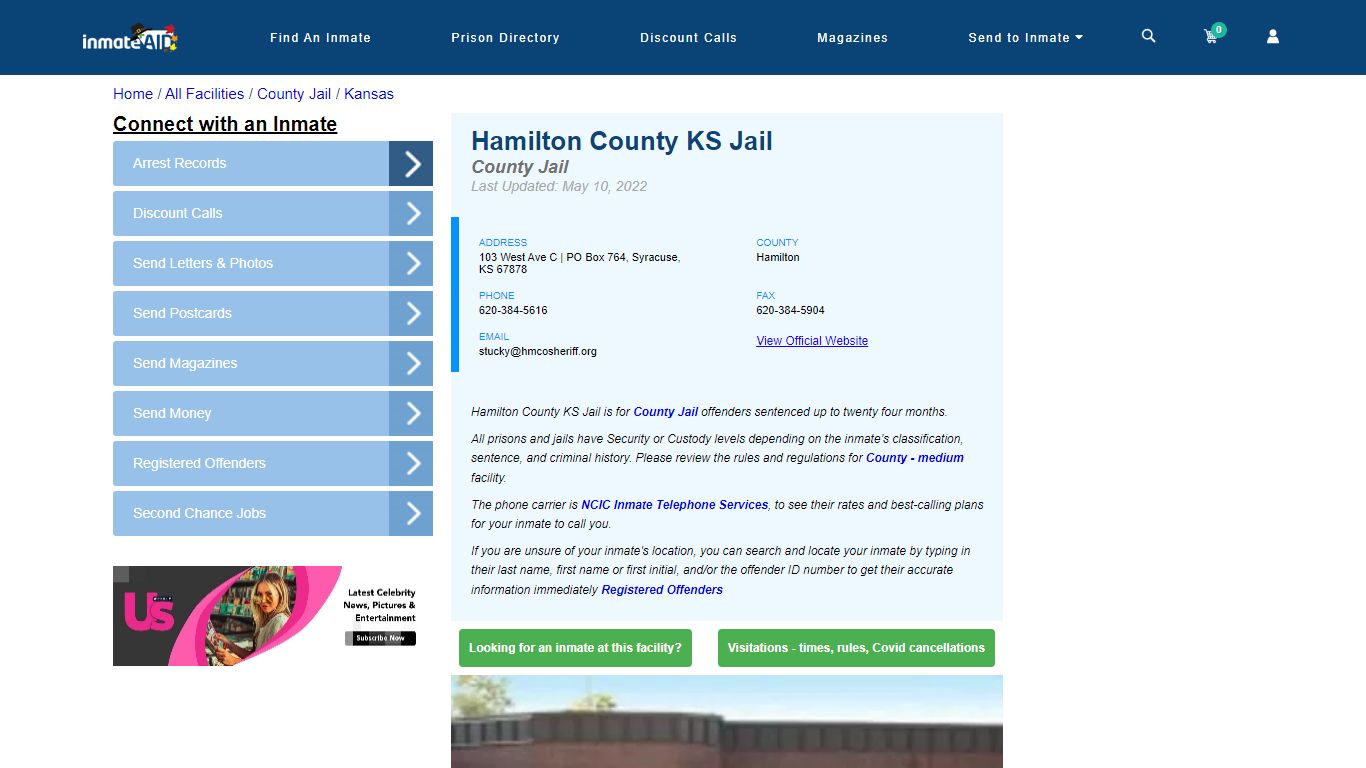 Hamilton County KS Jail - Inmate Locator - Syracuse, KS