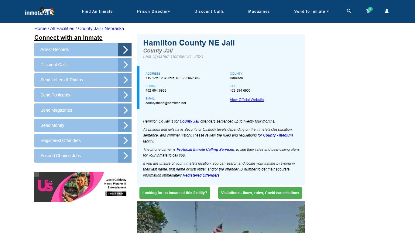 Hamilton County NE Jail - Inmate Locator - Aurora, NE