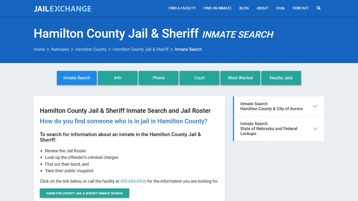 Inmate Search: Roster & Mugshots - Hamilton County Jail & Sheriff, NE