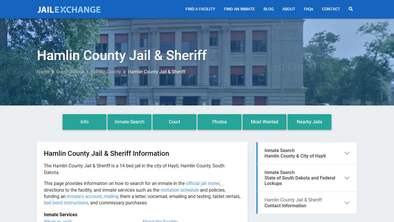 Hamlin County Jail & Sheriff, SD Inmate Search, Information