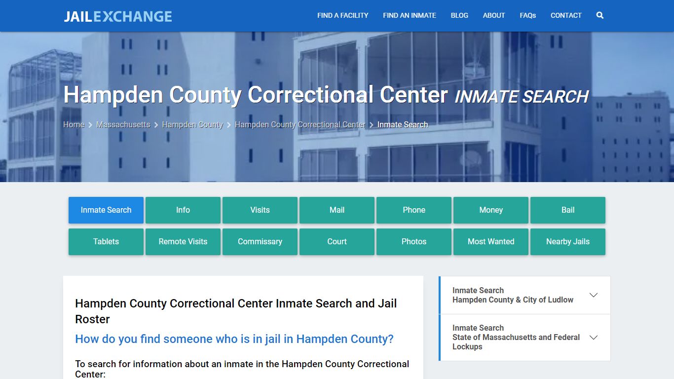 Hampden County Correctional Center Inmate Search - Jail Exchange