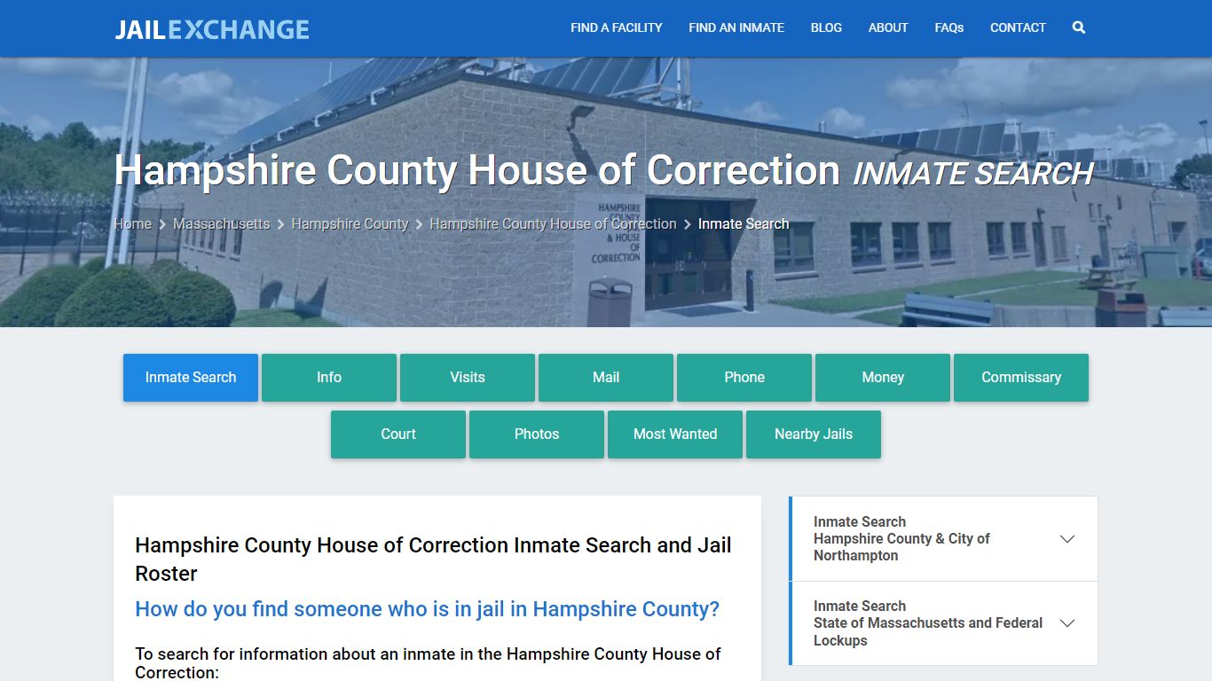 Hampshire County House of Correction Inmate Search - Jail Exchange