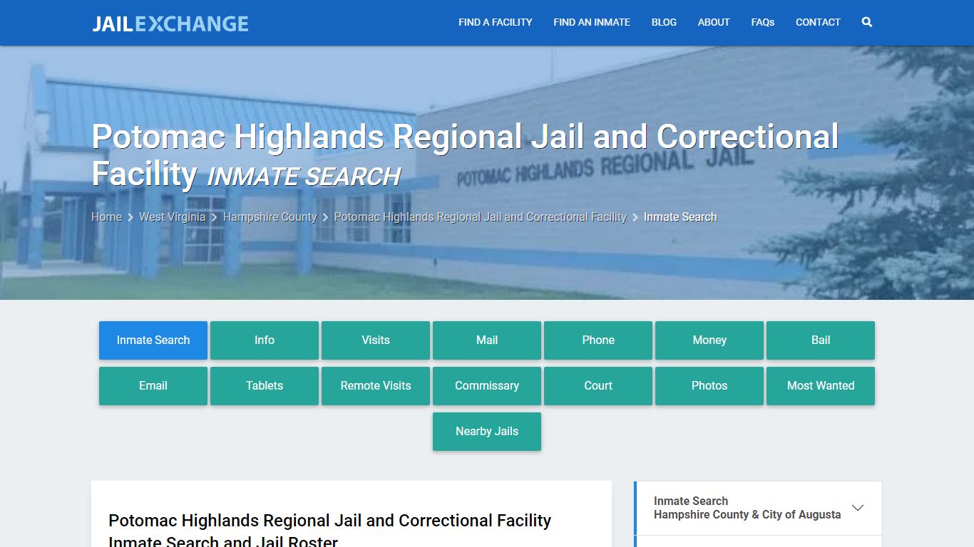 Potomac Highlands Regional Jail and Correctional Facility Inmate Search