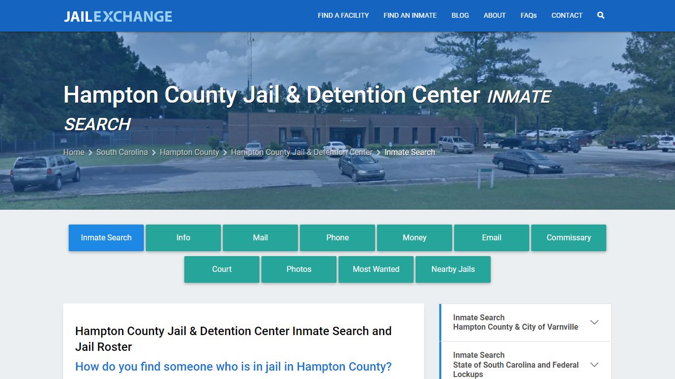 Hampton County Jail & Detention Center Inmate Search