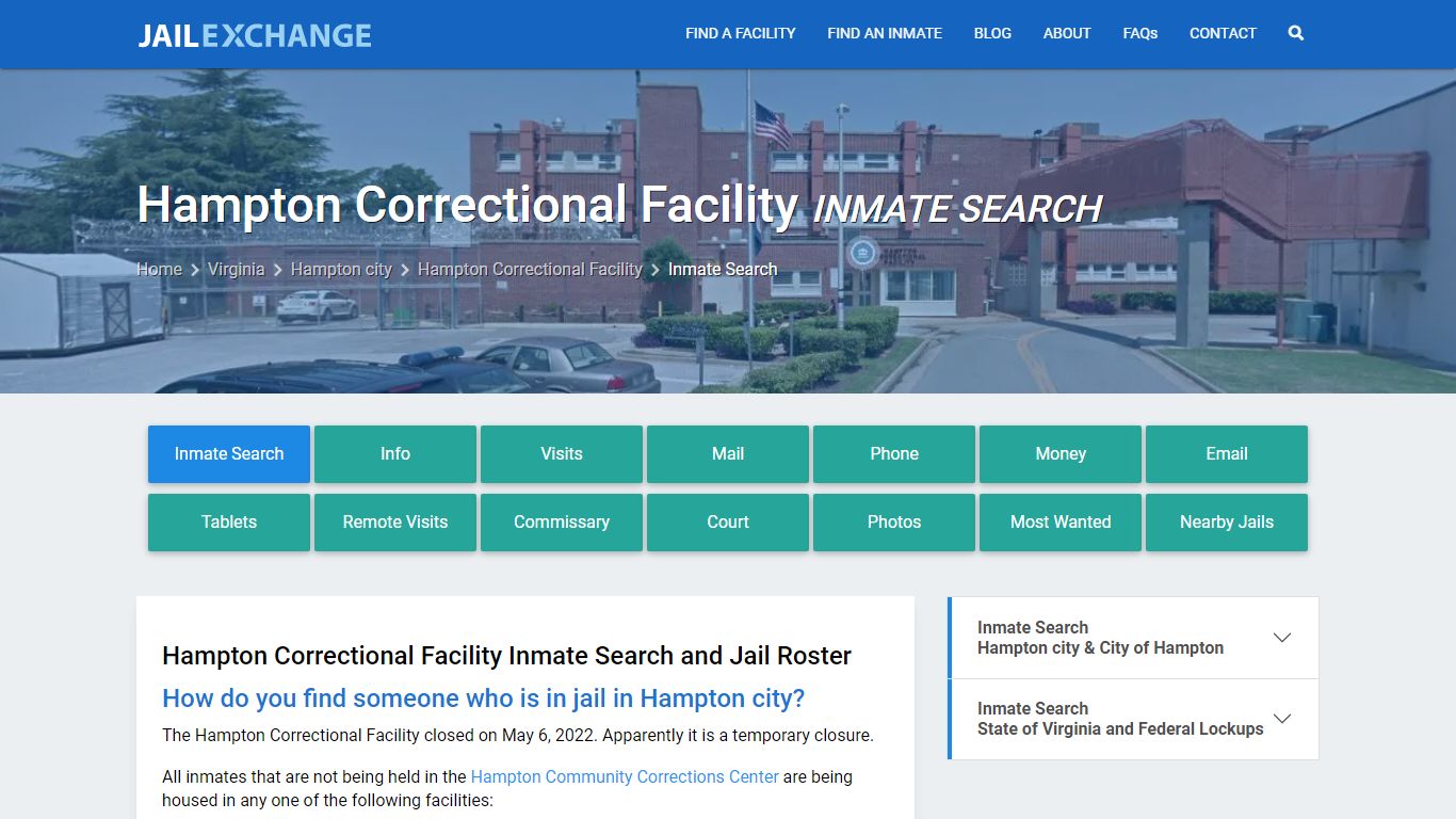 Hampton Correctional Facility Inmate Search - Jail Exchange