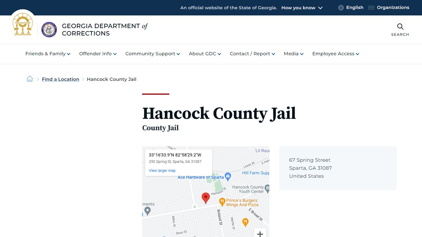 Hancock County Jail | Georgia Department of Corrections