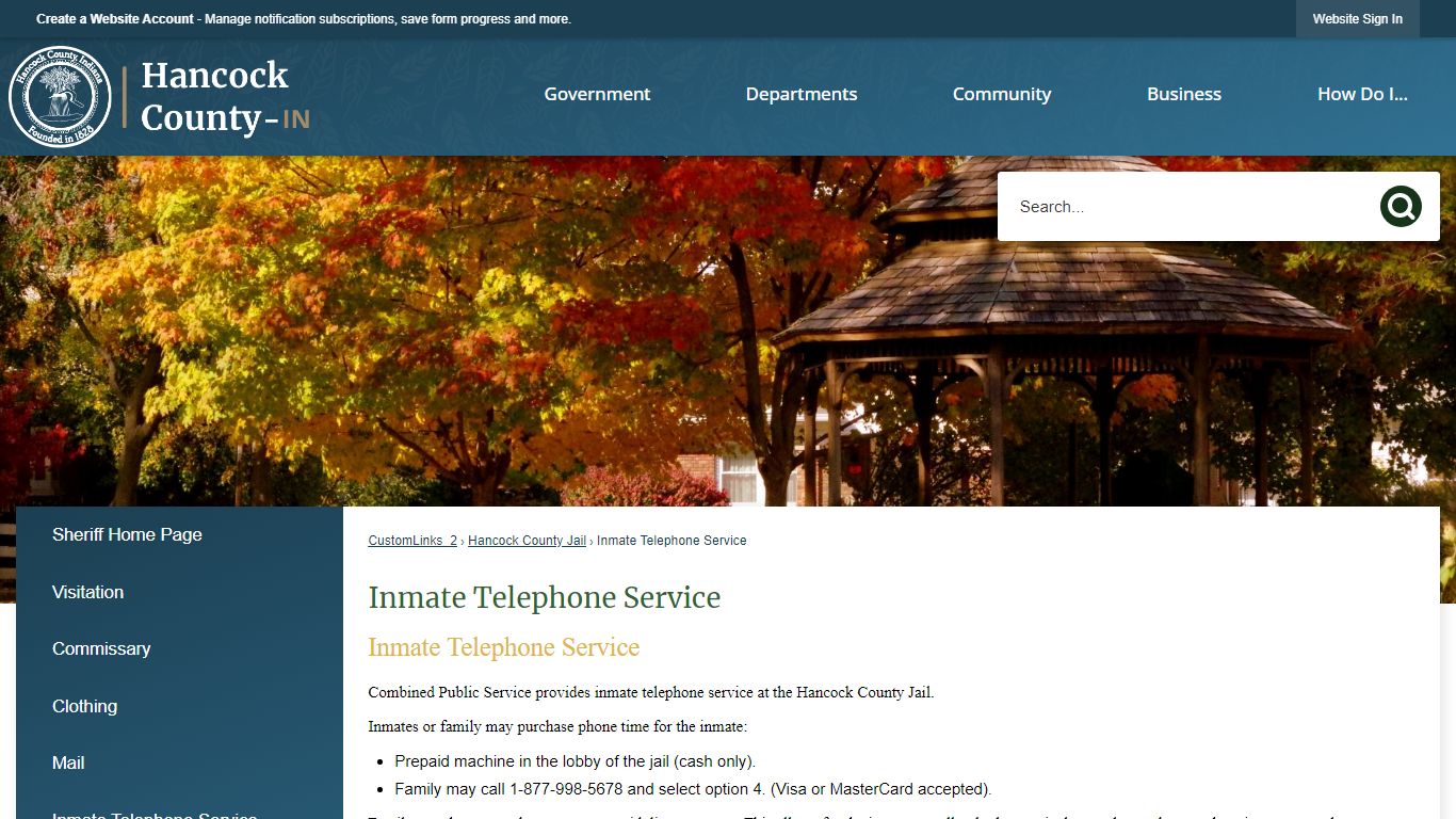 Inmate Telephone Service | Hancock County, IN