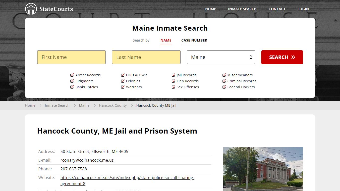 Hancock County ME Jail Inmate Records Search, Maine - StateCourts