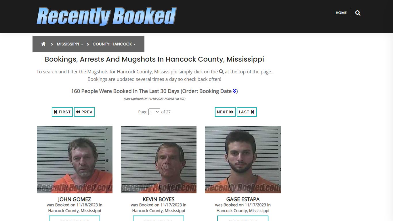Bookings, Arrests and Mugshots in Hancock County, Mississippi