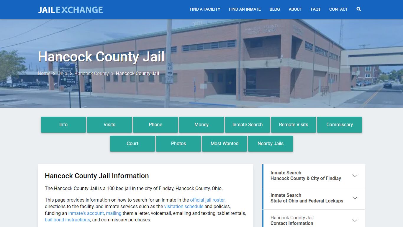 Hancock County Jail, OH Inmate Search, Information