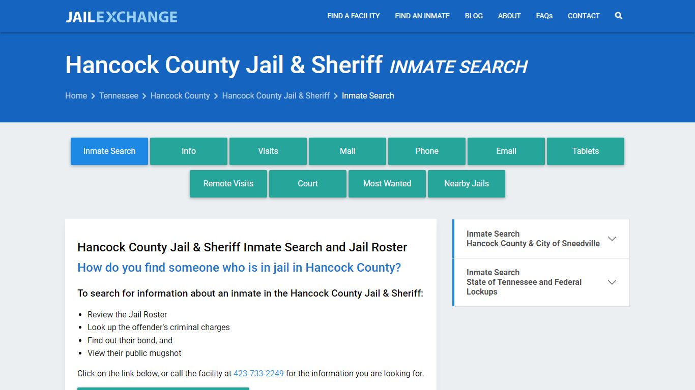 Hancock County Jail & Sheriff Inmate Search - Jail Exchange