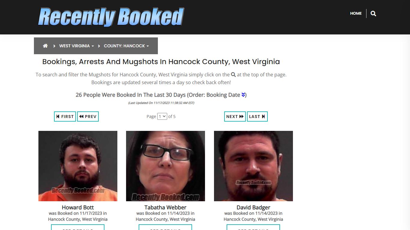 Bookings, Arrests and Mugshots in Hancock County, West Virginia