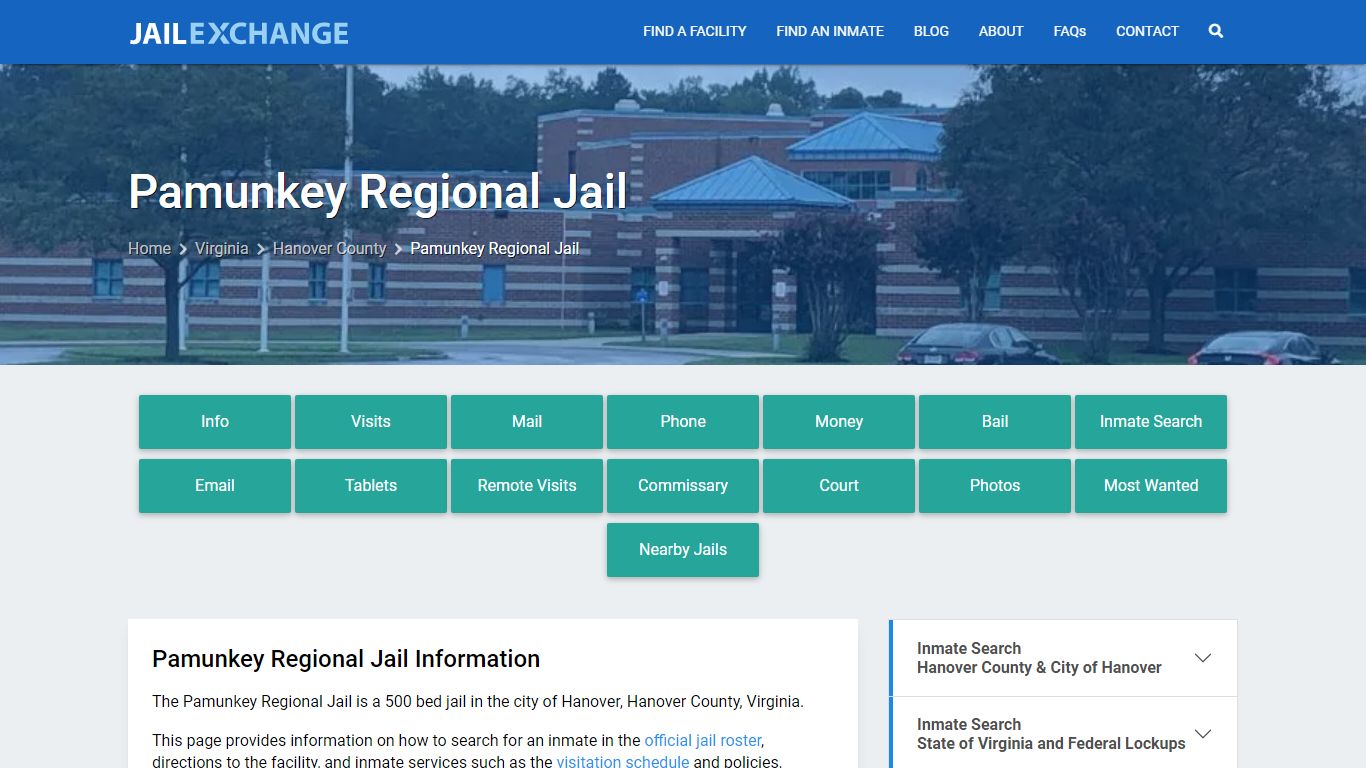 Pamunkey Regional Jail, VA Inmate Search, Information