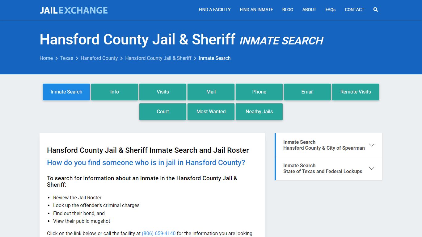 Hansford County Jail & Sheriff Inmate Search - Jail Exchange
