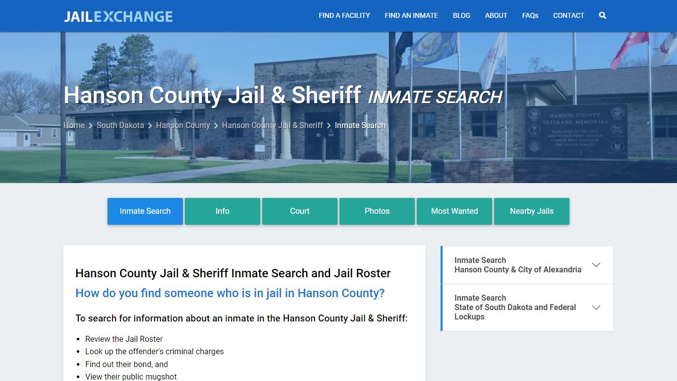 Hanson County Jail & Sheriff Inmate Search - Jail Exchange