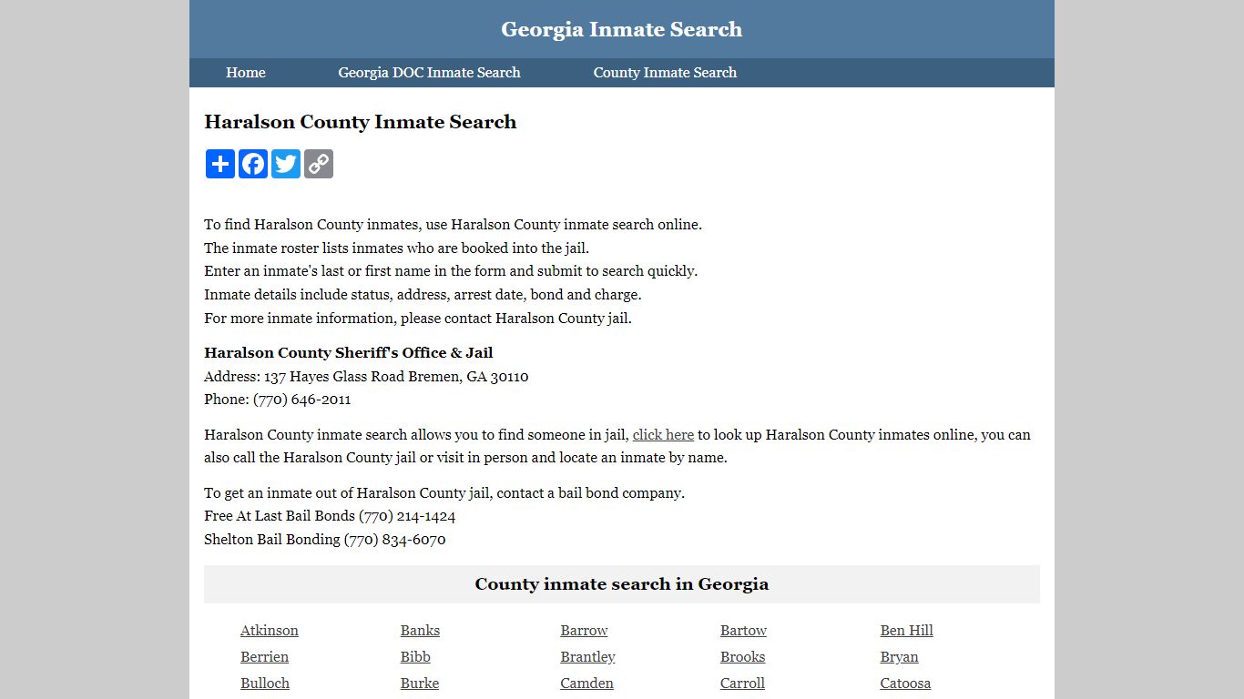 Haralson County Inmate Search