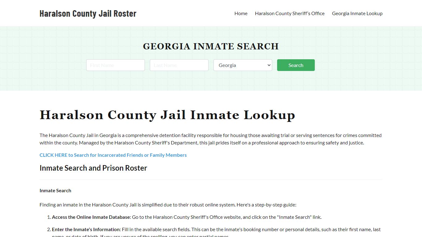 Haralson County Jail Roster Lookup, GA, Inmate Search