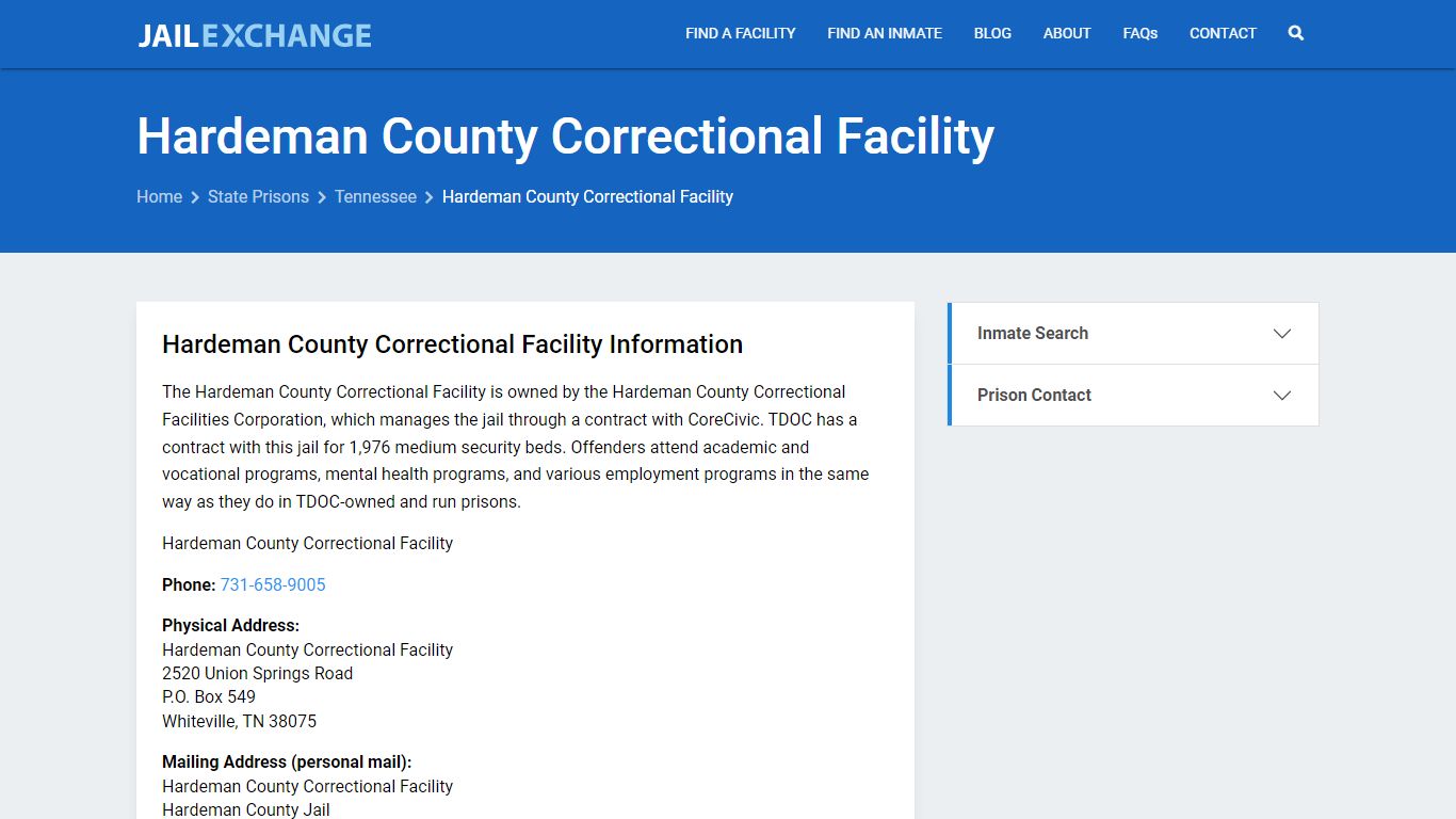 Hardeman County Correctional Facility Inmate Search, TN - Jail Exchange
