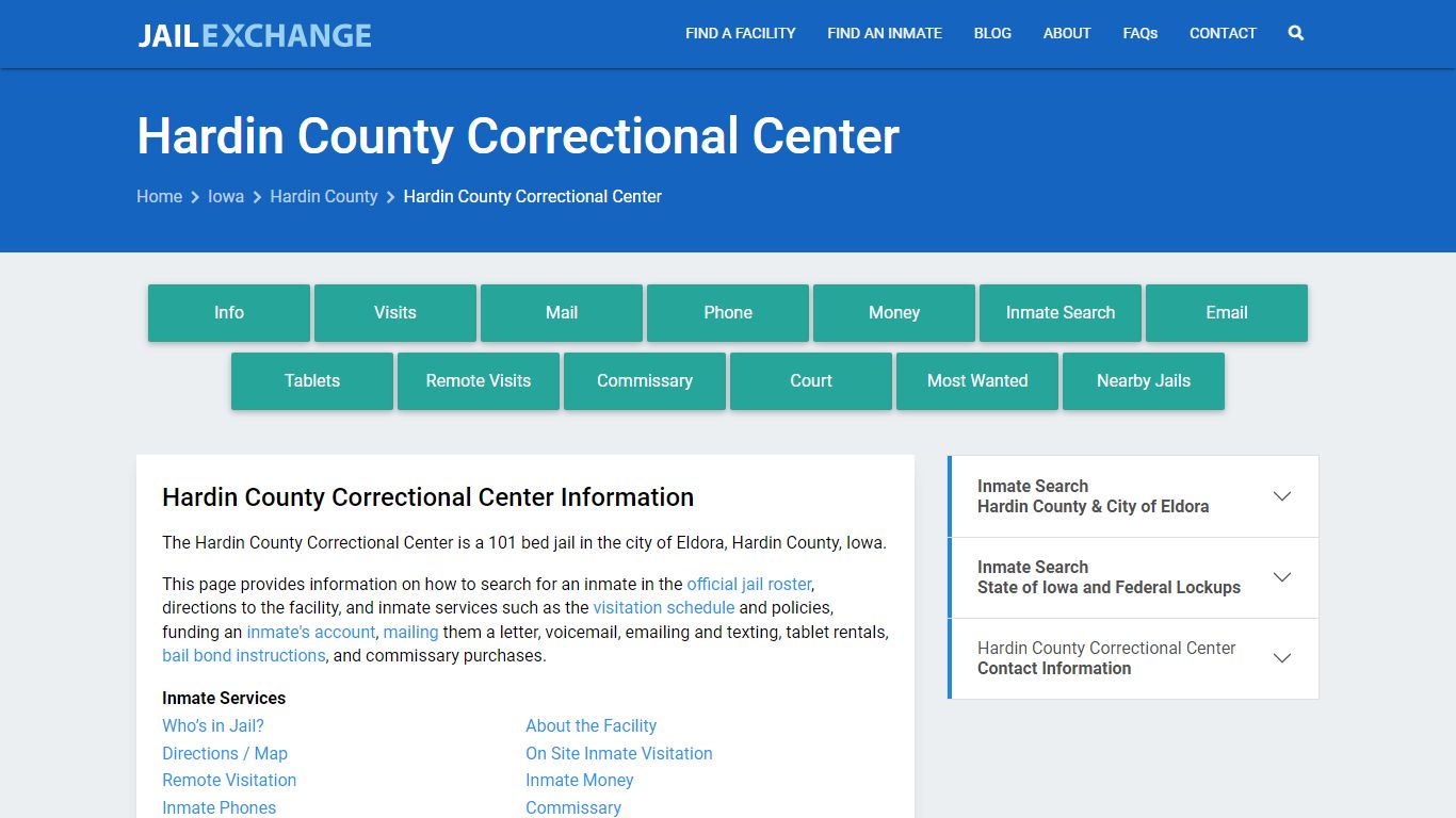 Hardin County Correctional Center, IA Inmate Search, Information