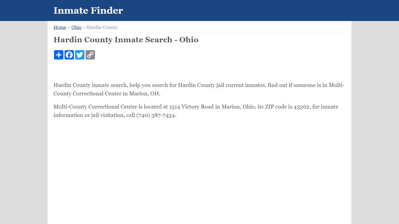 Hardin County Inmate Search - Ohio