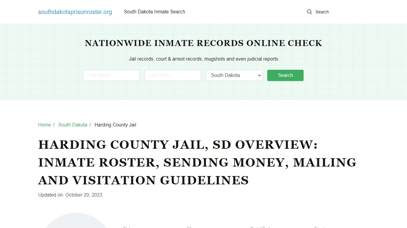 Harding County Jail, SD: Offender Search, Visitation & Contact Info