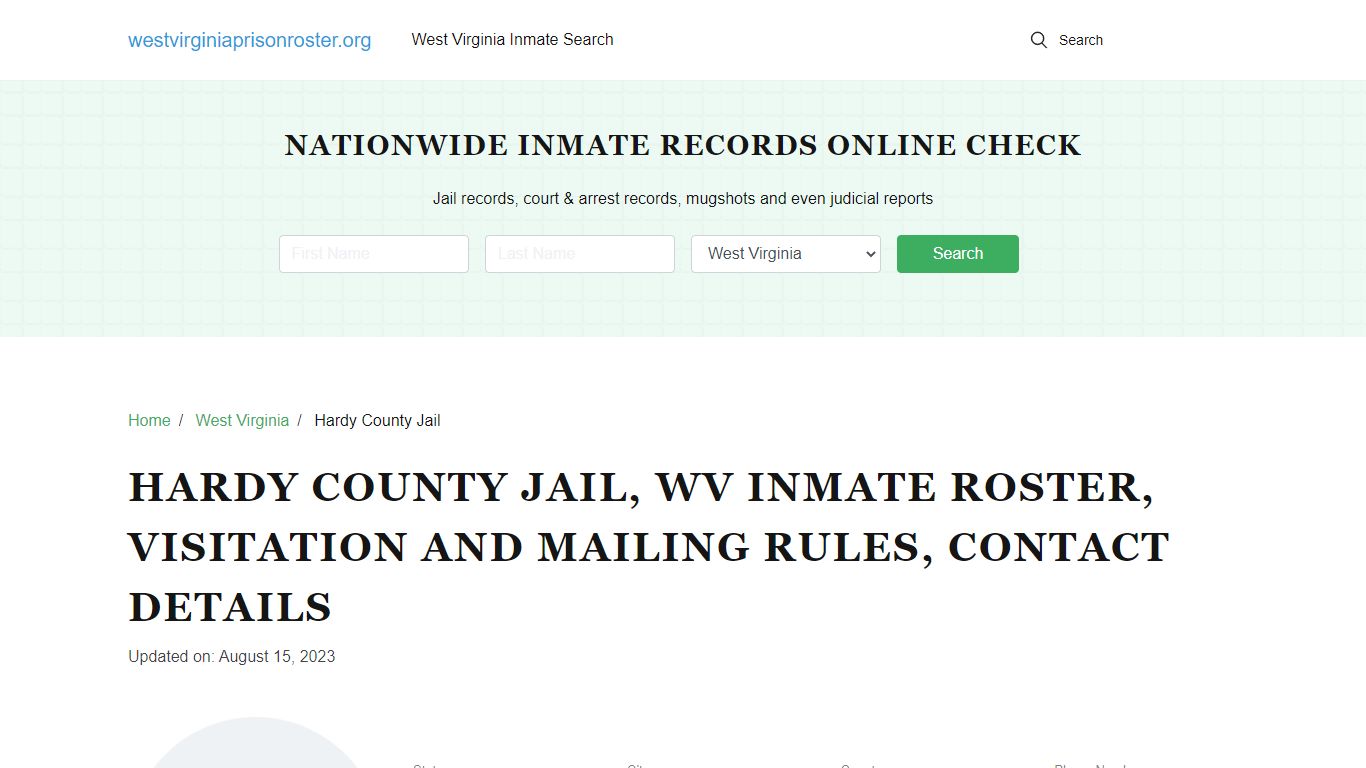 Hardy County Jail, WV Inmate Roster, Contact Details