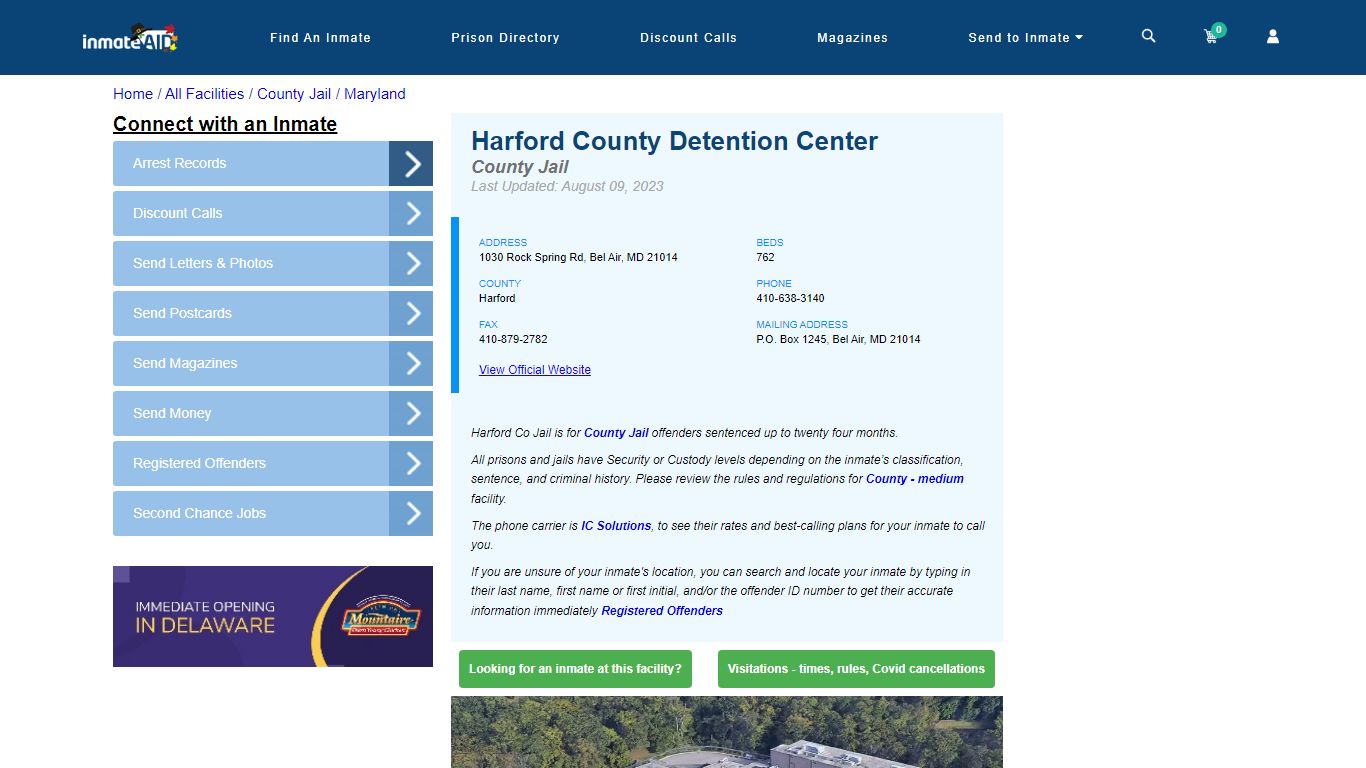 Harford County Detention Center - Inmate Locator - Bel Air, MD