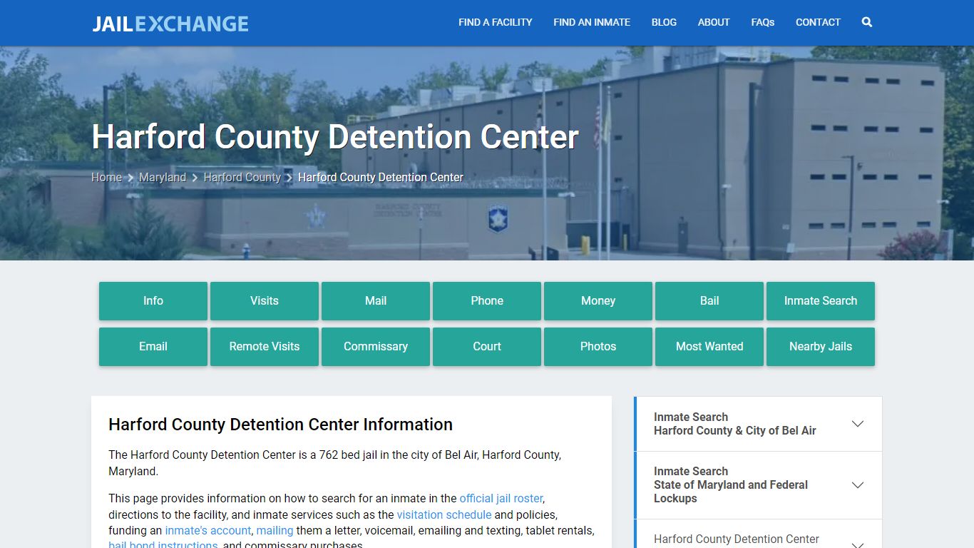 Harford County Detention Center, MD Inmate Search, Information