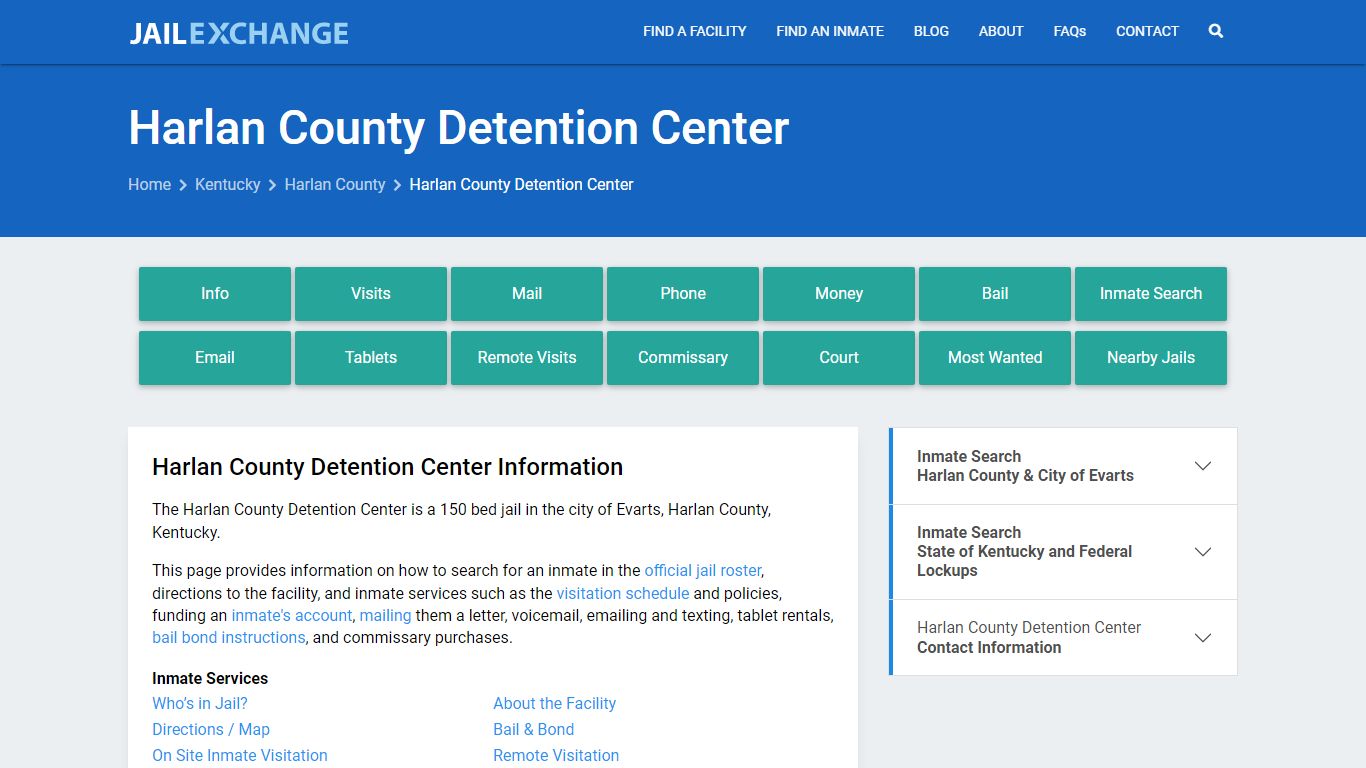 Harlan County Detention Center, KY Inmate Search, Information