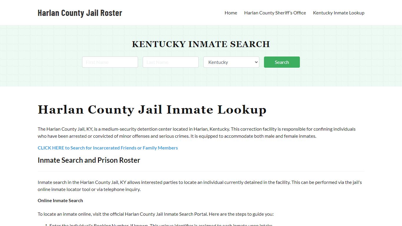 Harlan County Jail Roster Lookup, KY, Inmate Search