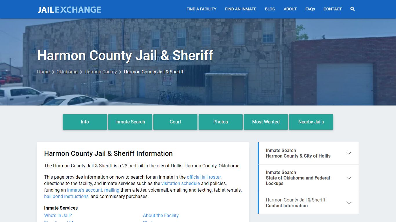 Harmon County Jail & Sheriff, OK Inmate Search, Information