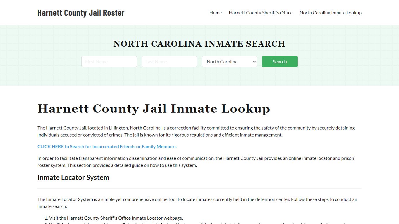 Harnett County Jail Roster Lookup, NC, Inmate Search