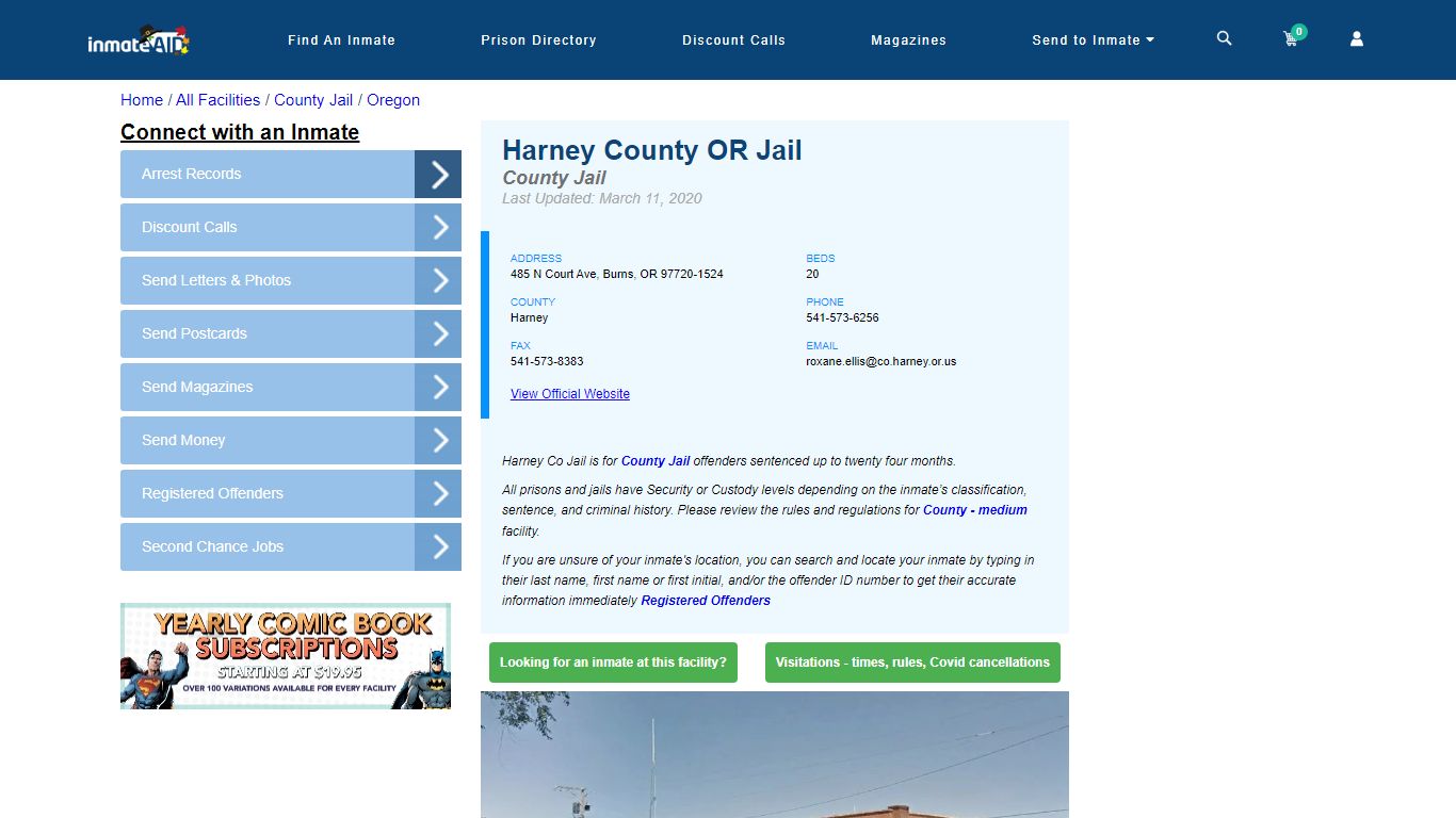 Harney County OR Jail - Inmate Locator - Burns, OR